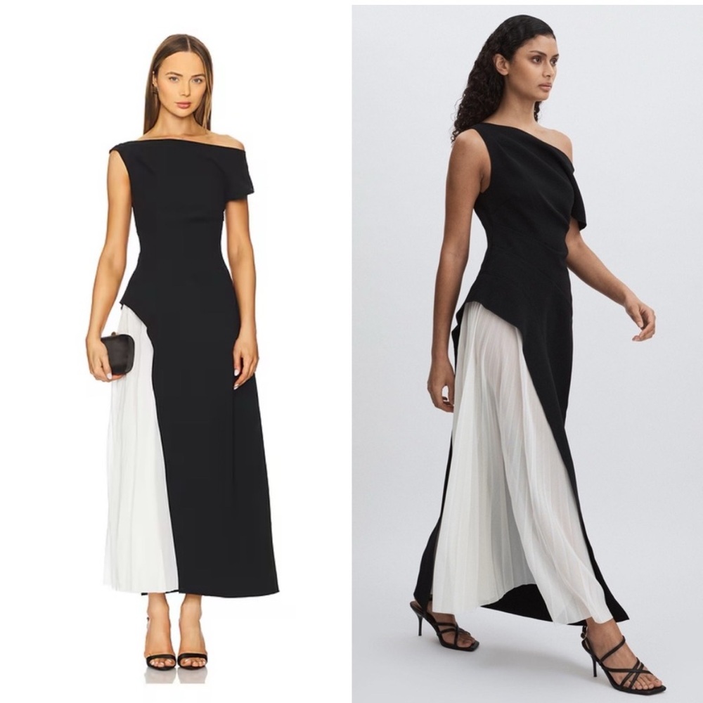 Acler Sudden Midi Two Tone Dress - Black/White, Size 10 1631